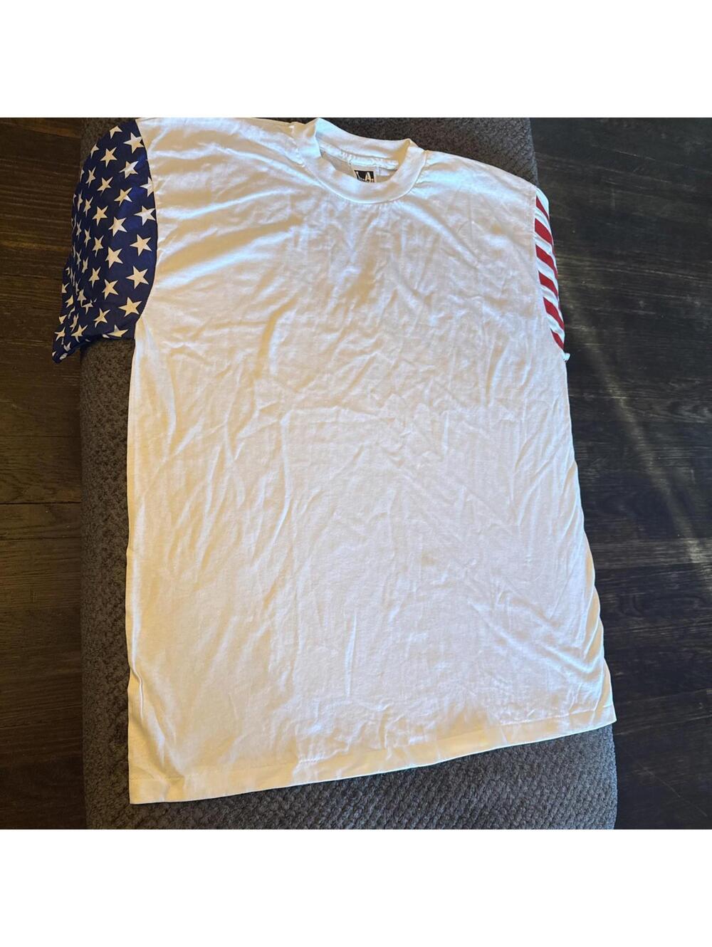Vintage LA Sportswear T-Shirt American Flag Sleeves Single Stitch USA Mens XL - Picture 5 of 9